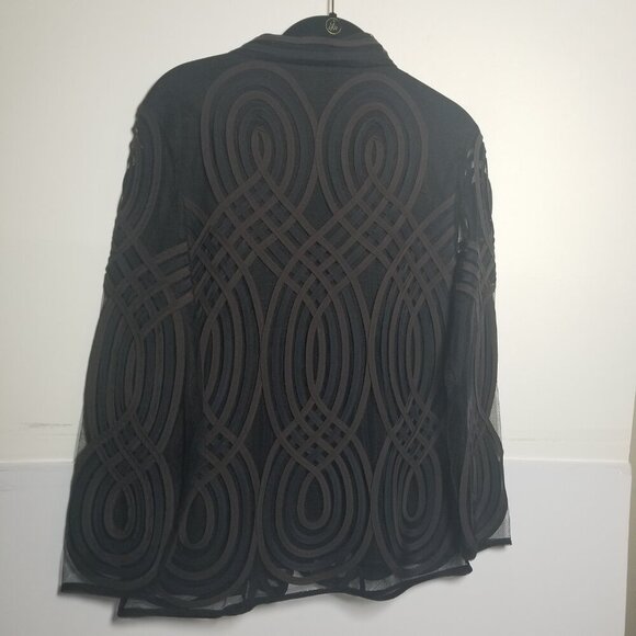NWT Chico's Women's Mesh Detail Black Brown Blazer Sz  US 4-6 - Picture 2 of 4